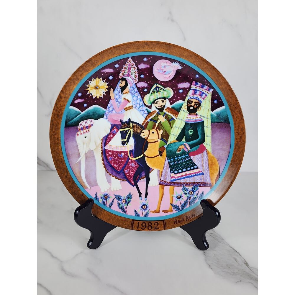Hedi Keller Nativity Three Magic King 9 1/2" Decor Plate 1982 Porcelain German